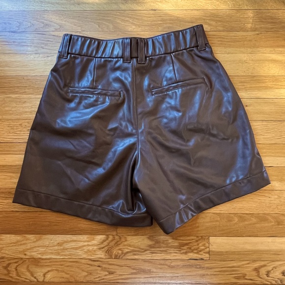 Abercrombie & Fitch Faux Leather Shorts In Brown - Picture 2 of 10